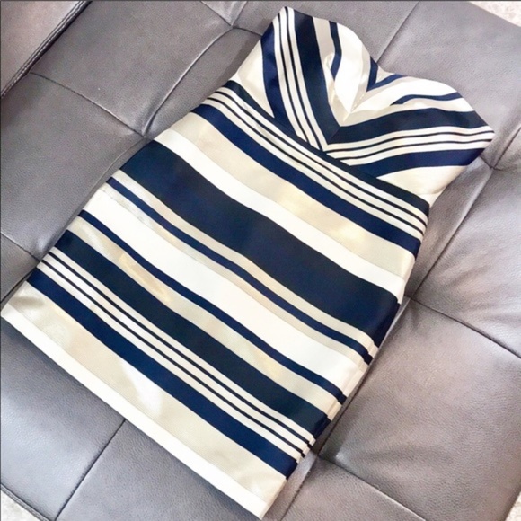Ann Taylor Dresses & Skirts - Ann Taylor Striped Strapless Metallic Foil Dress